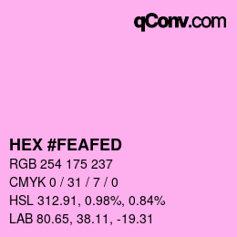 カラーコード: HEX #FEAFED | qconv.com