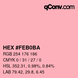 颜色代码: HEX #FEB0BA | qconv.com