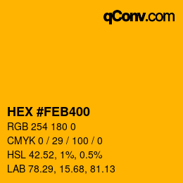 Farbcode: HEX #FEB400 | qconv.com