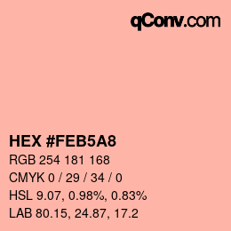 カラーコード: HEX #FEB5A8 | qconv.com