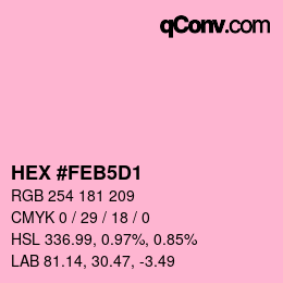 颜色代码: HEX #FEB5D1 | qconv.com
