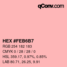 カラーコード: HEX #FEB6B7 | qconv.com