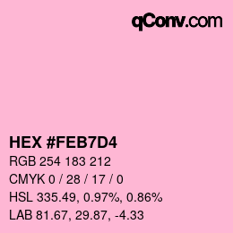 カラーコード: HEX #FEB7D4 | qconv.com