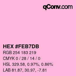 カラーコード: HEX #FEB7DB | qconv.com