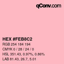 カラーコード: HEX #FEB8C2 | qconv.com