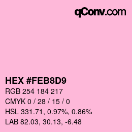 Color code: HEX #FEB8D9 | qconv.com