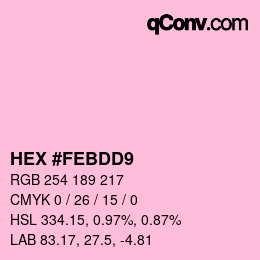 Farbcode: HEX #FEBDD9 | qconv.com
