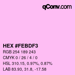 Color code: HEX #FEBDF3 | qconv.com