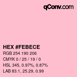 カラーコード: HEX #FEBECE | qconv.com