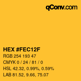颜色代码: HEX #FEC12F | qconv.com