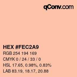 颜色代码: HEX #FEC2A9 | qconv.com