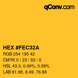 カラーコード: HEX #FEC32A | qconv.com