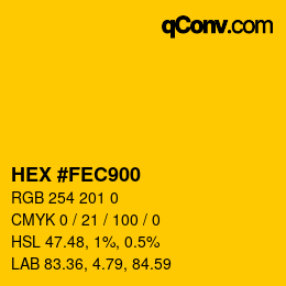 Color code: HEX #FEC900 | qconv.com