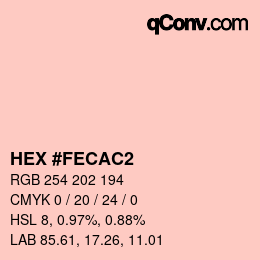 カラーコード: HEX #FECAC2 | qconv.com