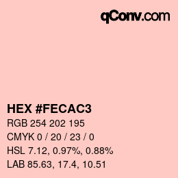 Color code: HEX #FECAC3 | qconv.com