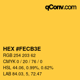 Color code: HEX #FECB3E | qconv.com