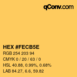 Color code: HEX #FECB5E | qconv.com