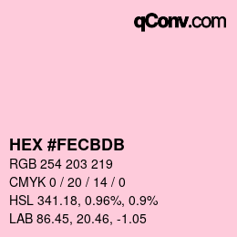 颜色代码: HEX #FECBDB | qconv.com