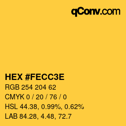 Color code: HEX #FECC3E | qconv.com