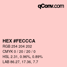 Color code: HEX #FECCCA | qconv.com