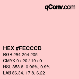 Color code: HEX #FECCCD | qconv.com