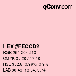 カラーコード: HEX #FECCD2 | qconv.com