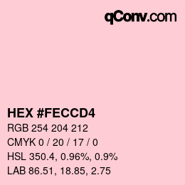 カラーコード: HEX #FECCD4 | qconv.com