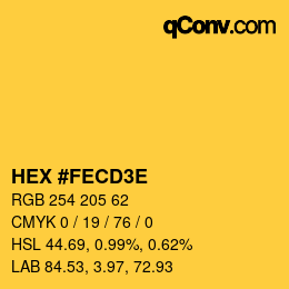 Color code: HEX #FECD3E | qconv.com