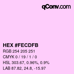 颜色代码: HEX #FECDFB | qconv.com