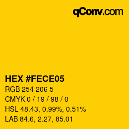 カラーコード: HEX #FECE05 | qconv.com