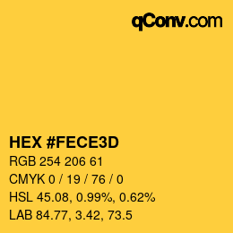 Color code: HEX #FECE3D | qconv.com