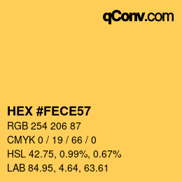 カラーコード: HEX #FECE57 | qconv.com
