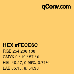 Color code: HEX #FECE6C | qconv.com