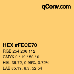 カラーコード: HEX #FECE70 | qconv.com