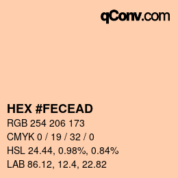 Color code: HEX #FECEAD | qconv.com