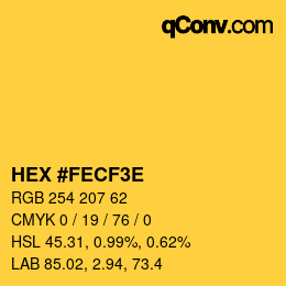 Color code: HEX #FECF3E | qconv.com