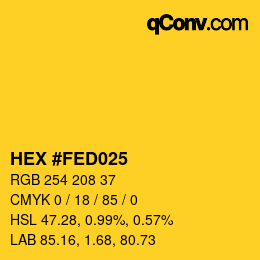 Color code: HEX #FED025 | qconv.com