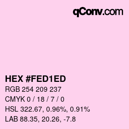カラーコード: HEX #FED1ED | qconv.com