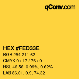 Color code: HEX #FED33E | qconv.com