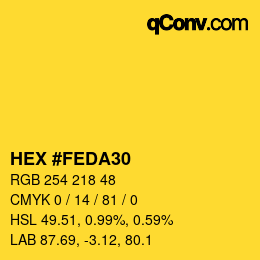 カラーコード: HEX #FEDA30 | qconv.com
