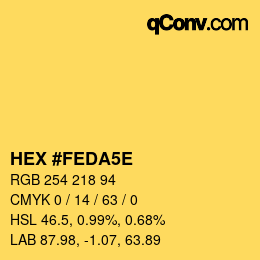 カラーコード: HEX #FEDA5E | qconv.com