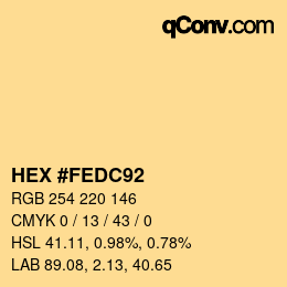カラーコード: HEX #FEDC92 | qconv.com