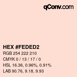 颜色代码: HEX #FEDED2 | qconv.com
