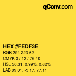 Color code: HEX #FEDF3E | qconv.com