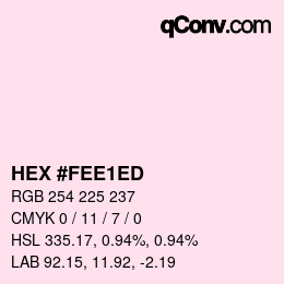 カラーコード: HEX #FEE1ED | qconv.com