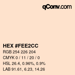 Color code: HEX #FEE2CC | qconv.com