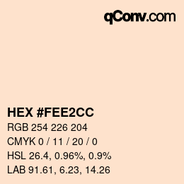 Código de color: HEX #FEE2CC | qconv.com