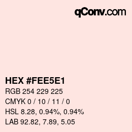 Color code: HEX #FEE5E1 | qconv.com