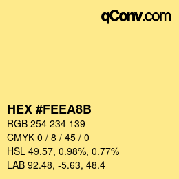 Color code: HEX #FEEA8B | qconv.com