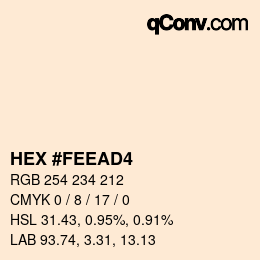 颜色代码: HEX #FEEAD4 | qconv.com